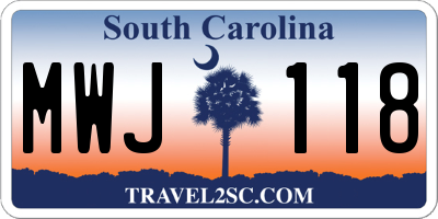 SC license plate MWJ118