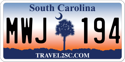 SC license plate MWJ194