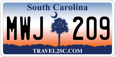 SC license plate MWJ209