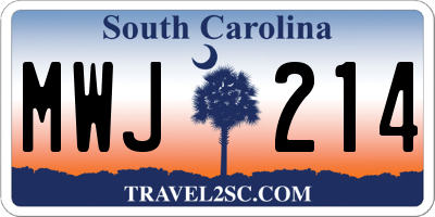 SC license plate MWJ214