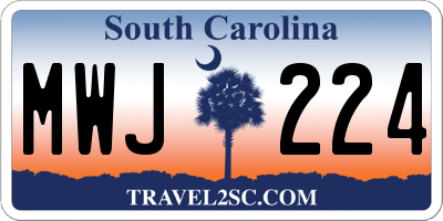 SC license plate MWJ224