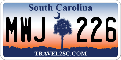 SC license plate MWJ226