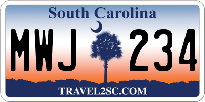SC license plate MWJ234