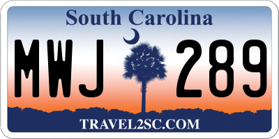 SC license plate MWJ289