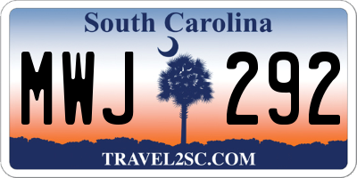 SC license plate MWJ292