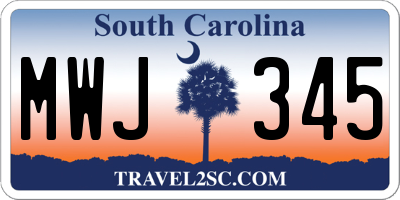 SC license plate MWJ345