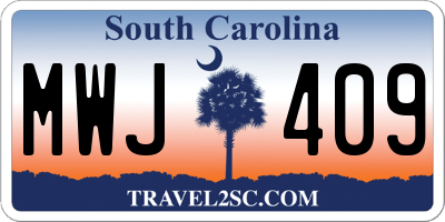SC license plate MWJ409