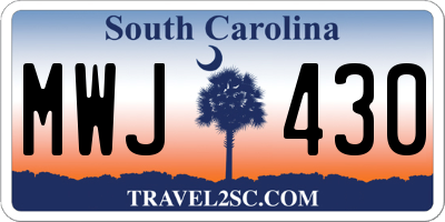 SC license plate MWJ430