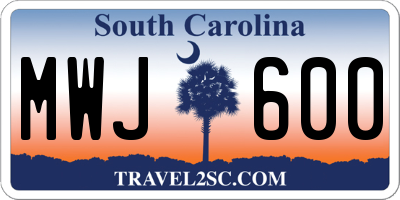 SC license plate MWJ600