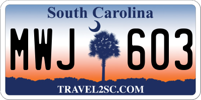 SC license plate MWJ603