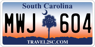 SC license plate MWJ604