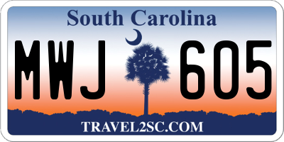 SC license plate MWJ605