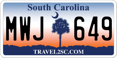 SC license plate MWJ649