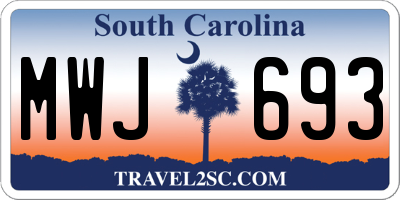 SC license plate MWJ693
