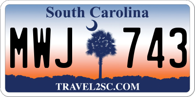 SC license plate MWJ743