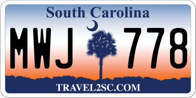 SC license plate MWJ778