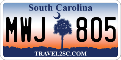 SC license plate MWJ805