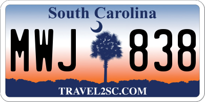 SC license plate MWJ838