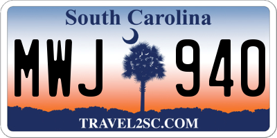 SC license plate MWJ940