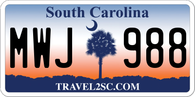 SC license plate MWJ988
