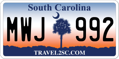 SC license plate MWJ992