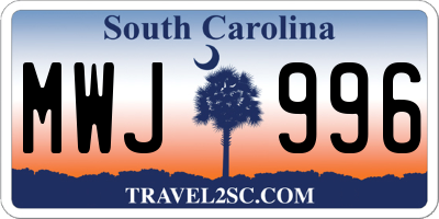 SC license plate MWJ996