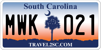 SC license plate MWK021