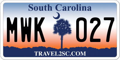 SC license plate MWK027