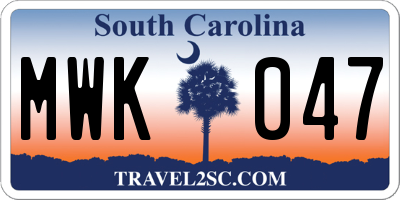 SC license plate MWK047