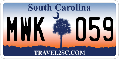 SC license plate MWK059