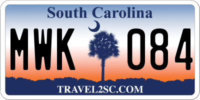 SC license plate MWK084