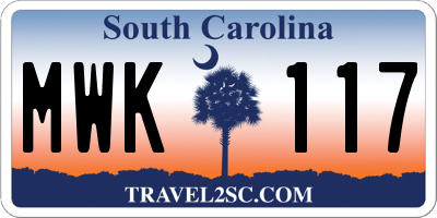 SC license plate MWK117