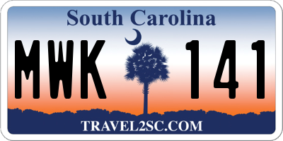 SC license plate MWK141