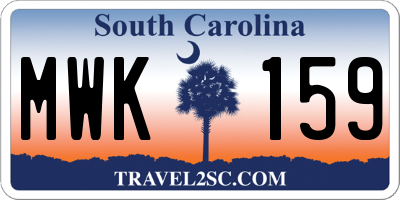 SC license plate MWK159