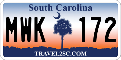 SC license plate MWK172
