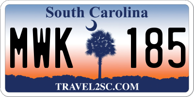 SC license plate MWK185