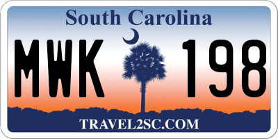 SC license plate MWK198
