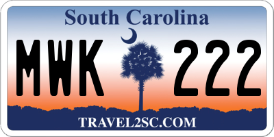SC license plate MWK222