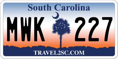 SC license plate MWK227