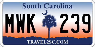 SC license plate MWK239