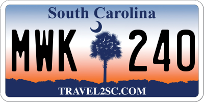 SC license plate MWK240