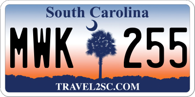 SC license plate MWK255