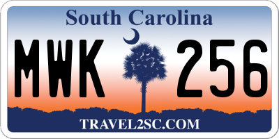 SC license plate MWK256