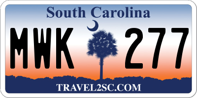 SC license plate MWK277
