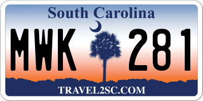 SC license plate MWK281