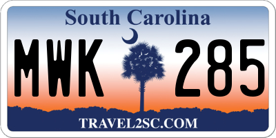 SC license plate MWK285
