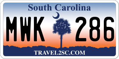 SC license plate MWK286