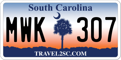 SC license plate MWK307