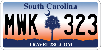SC license plate MWK323