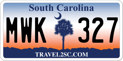SC license plate MWK327